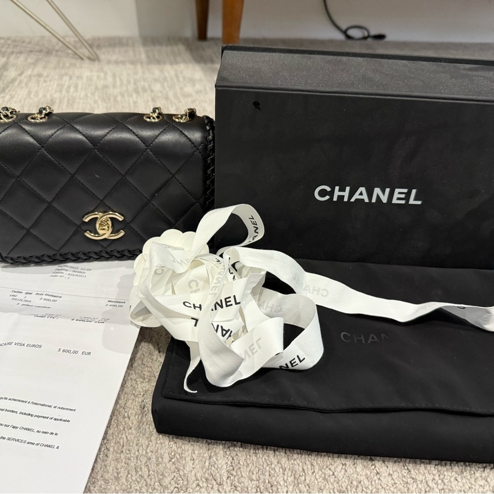 Chanel Black Quilted Shoulder Bag with Gold Accents